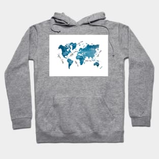 world map blue #map #worldmap Hoodie